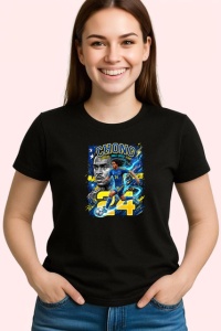 Tricou Tahith Chong Curacao Mijlocas Fotbal, din bumbac 100%, tricou negru Copii | Dama | Barbat