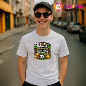 Tricou Talentul Castiga Meciuri Munca Trofee Fotbal, din bumbac 100% , tricou alb pentru Copii | Dama | Barbat - Img 10