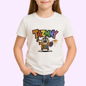 Tricou Tazmanian Devil graffiti TAZMNY portocaliu si mov Copii | Dama | Barbat Barbat - Img 4