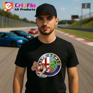 Tricou Tazz Vartej Dreapta Cu Logo Alfa Romeo | Unisex Dama si Barbat - Img 2