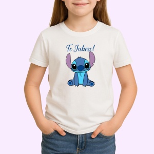 Tricou Te Iubesc Stitch Personaj Albastru, din bumbac 100% , tricou alb pentru Copii | Dama | Barbat - Img 2