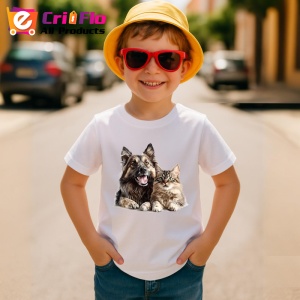 Tricou Terrier cu blana lunga si pisica blanda prietenie perfecta Copii | Dama | Barbat Barbat - Img 14