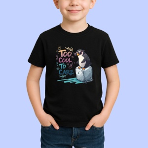 Tricou Too Cool To Care Pinguin Pe Gheata, Copii | Dama | Barbat, culoare negru - Img 4