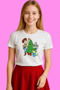 Tricou Toy Story Woody Si Buzz Impodobesc Bradul De Craciun, din bumbac 100% Copii | Dama | Barbat - Img 3