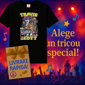 Tricou Travis Scott Astronomical Cartoon, muzica POP, Dama | Barbat | Copii, Culoare Negru - Img 15