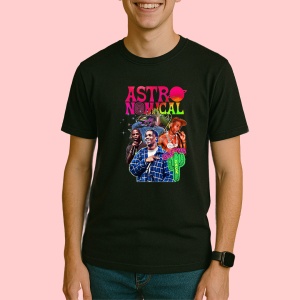 Tricou Travis Scott Astronomical Gang, muzica POP, Dama | Barbat | Copii, Culoare Negru - Img 3