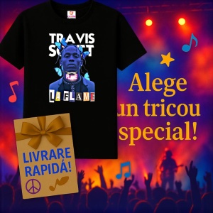 Tricou Travis Scott - La Flame si fluturi albastrii, muzica Hip-Hop / Emo Rap, Dama | Barbat | Copii, Culoare Negru - Img 11