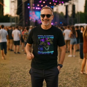 Tricou Travis Scott - Miscare si lumina violet, muzica RAP, Dama | Barbat | Copii, Culoare Negru - Img 9