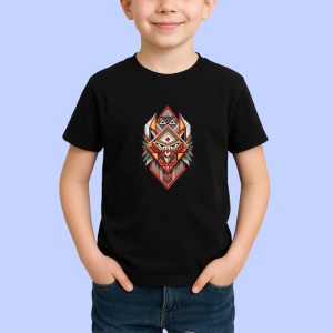 Tricou Tribal Rosu Portocaliu, Copii | Dama | Barbat, culoare negru - Img 3