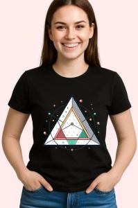 Tricou Triunghi Magic Cercuri Geometrice, Copii | Dama | Barbat, culoare negru - Img 3