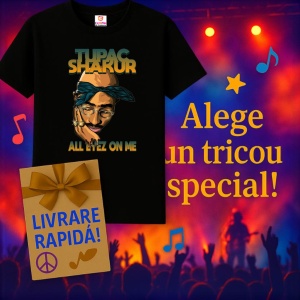 Tricou Tupac All Eyez On Me Cartoon, muzica INDIE, Dama | Barbat | Copii, Culoare Negru - Img 7