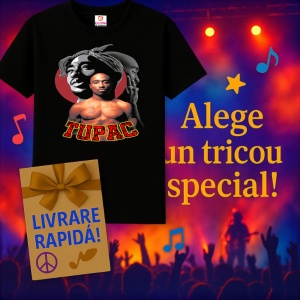 Tricou Tupac Art Red Circle, muzica POP, Dama | Barbat | Copii, Culoare Negru - Img 15