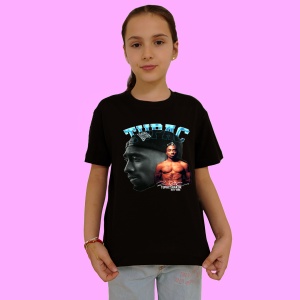 Tricou Tupac classic B&W profile, muzica Rap, Dama | Barbat | Copii, Culoare Negru - Img 2