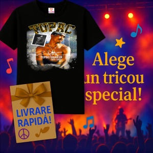 Tricou Tupac Microphone Performance, muzica Nu Metal, Dama | Barbat | Copii, Culoare Negru - Img 15