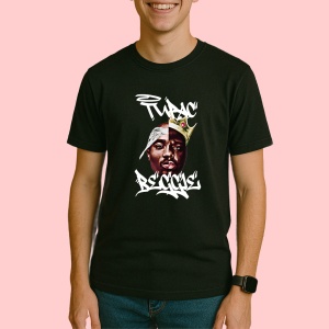 Tricou Tupac - Split Face Art, muzica RAP, Dama | Barbat | Copii, Culoare Negru