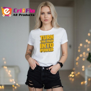 Tricou Turn The Pain Into Power Text Galben Bold, din bumbac 100% , tricou alb pentru Copii | Dama | Barbat - Img 7