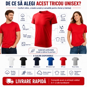 Tricou Unisex Damă/Bărbat Heavy New Free F37 – 100% Bumbac, Label Free, 200 g/m², XS–3XL - Img 2