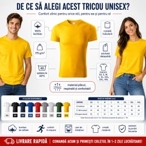 Tricou Unisex Damă/Bărbat PEAK P74 – 100% Bumbac, Guler Rotund, 175 g/m², XS–4XL - Img 2