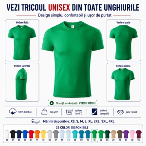 Tricou unisex damă și bărbat, 100% bumbac, mărimi XS–4XL, 22 culori disponibile - Img 7