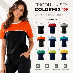 Tricou Unisex Damă și Bărbat Rimeck 109 Colormix, Bicolor, 100% Bumbac, 200 g/m², S–4XL - Img 9
