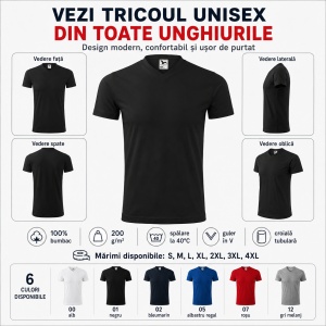 Tricou Unisex Malfini 111 Heavy V-Neck din 100% Bumbac, 200 g/m², Mărimi S–4XL - Img 7