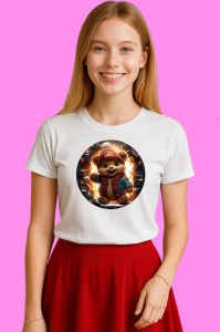 Tricou Ursulet Cu Fes Portocaliu, din bumbac 100% Copii | Dama | Barbat