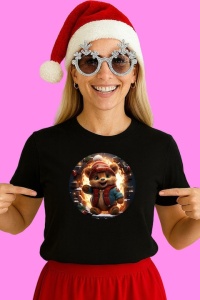 Tricou Ursulet Cu Fes Portocaliu, din bumbac 100% Copii | Dama | Barbat - Img 2