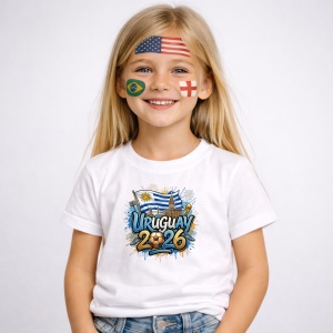 Tricou Uruguay World Cup 2026 Fifa, din bumbac 100%, tricou alb, Copii | Dama | Barbat - Img 2