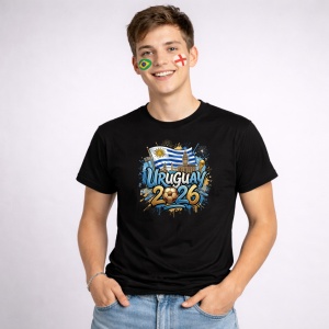 Tricou Uruguay World Cup 2026 Fifa, din bumbac 100%, tricou negru, Copii | Dama | Barbat