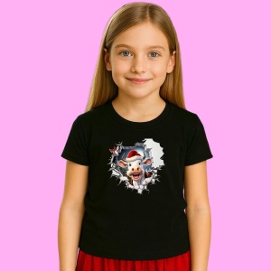 Tricou Vaca Cu Gura Deschisa Craciun, din bumbac 100% Copii | Dama | Barbat