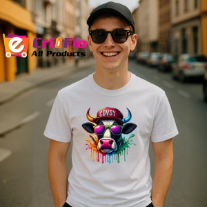 Tricou Vaca cu sapca si ochelari stil hip hop Copii | Dama | Barbat - Img 6