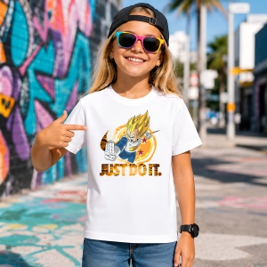Tricou Vegeta Dragon Ball Z Luptator Anime Energie Portocalie, din bumbac 100% Copii | Dama | Barbat - Img 4