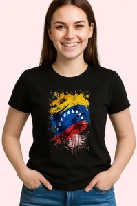Tricou Venezuela Steag Splash Art, Copii | Dama | Barbat, culoare negru - Img 3