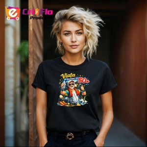 Tricou Viata Incepe La 50 Ani Barbat Bere V1, din bumbac 100%, tricou negru Dama | Barbat - Img 4