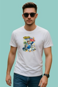 Tricou Viata Incepe La 70 Ani Barbat Vacanta V1, din bumbac 100% , tricou alb pentru Dama | Barbat - Img 3