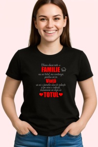 Tricou Viata Intr-O Familie Este Totul Mesaj Inima, din bumbac 100%, tricou negru Dama | Barbat - Img 2