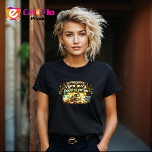 Tricou Viata Mea Excel Si Cafea Contabilitate V1, din bumbac 100%, tricou negru Dama | Barbat - Img 4