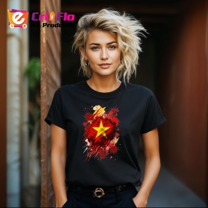 Tricou Vietnam Steag Splash Art, Copii | Dama | Barbat, culoare negru - Img 12