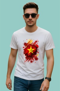 Tricou Vietnam Steag Splash Art, Copii | Dama | Barbat - Img 2