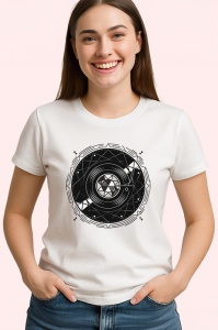 Tricou Vinil Abstract Rotund Alb Negru, Copii | Dama | Barbat - Img 4