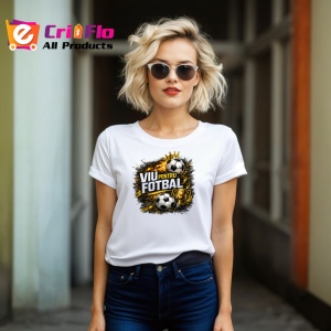 Tricou Viu Pentru Fotbal Minge Flacari V1, din bumbac 100% , tricou alb pentru Copii | Dama | Barbat - Img 8