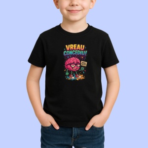 Tricou Vreau concediu, creier obosit, Copii | Dama | Barbat , tricou negru - Img 2