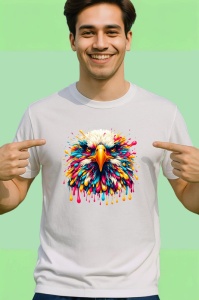 Tricou Vultur realist in culori vibrante fundal alb Copii | Dama | Barbat - Img 2