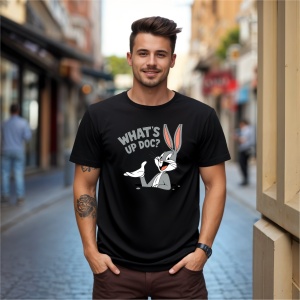 Tricou Whatu s up doc Bugs Negru, Copii | Dama | Barbat - Img 5