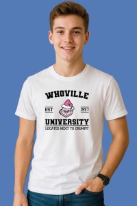 Tricou Whoville University Grinch, din bumbac 100%, tricou alb, Copii | Dama | Barbat - Img 2