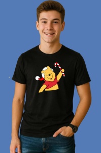Tricou Winnie Cu Baston Dulce De Craciun, din bumbac 100% Copii | Dama | Barbat - Img 2