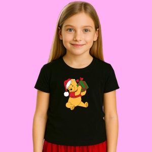 Tricou Winnie Cu Cadou Verde Si Caciula Mosului, din bumbac 100% Copii | Dama | Barbat
