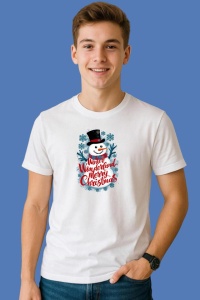 Tricou Winter Wonderland Om De Zapada Merry Christmas, din bumbac 100%, tricou alb, Copii | Dama | Barbat - Img 2