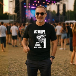 Tricou wiz khalifa alb contur, muzica Pop / Country (ini?ial), Dama | Barbat | Copii, Culoare Negru - Img 9