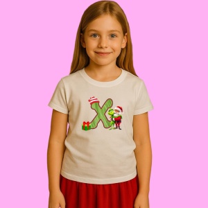 Tricou X Litere Craciun Cu Mos Si Spiridus Verde, din bumbac 100% Copii | Dama | Barbat - Img 2